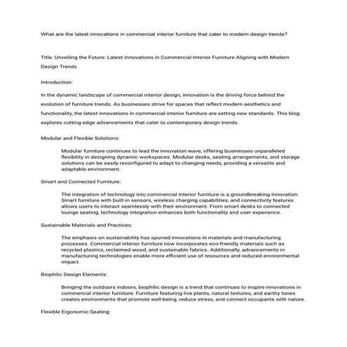 COMMERCIAL INTERIOR FURNITURE | PDF