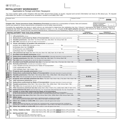 Texas Insurance Tax Forms-25-300 Annual Insurance Maintenance ...