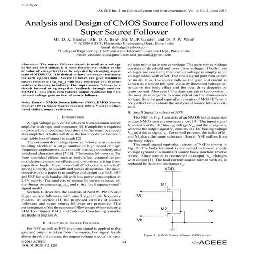 Analysis and Design of CMOS Source Followers and Super Source Follower