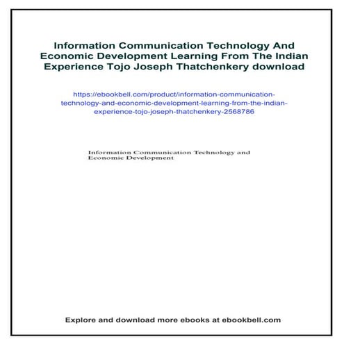 Information Communication Technology And Economic Development Learning ...