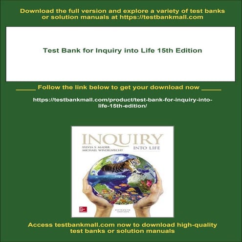 Test Bank for Inquiry into Life 15th Edition | PDF