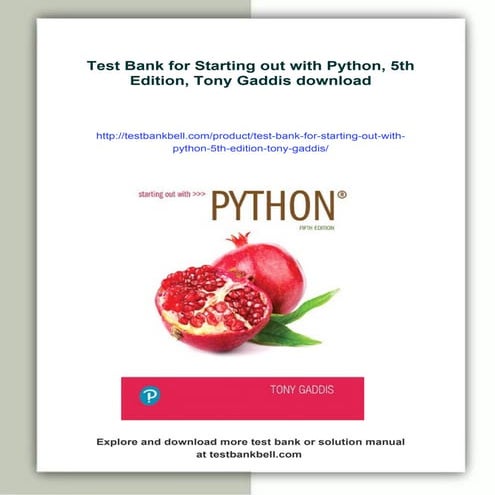 Test Bank for Starting out with Python, 5th Edition, Tony Gaddis | PDF