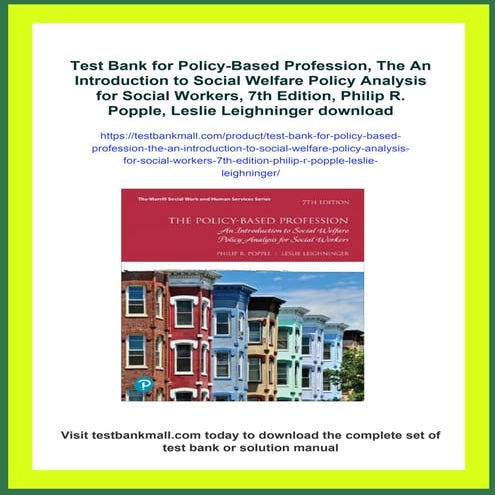 Test Bank for Policy-Based Profession, The An Introduction to Social Welfare ...
