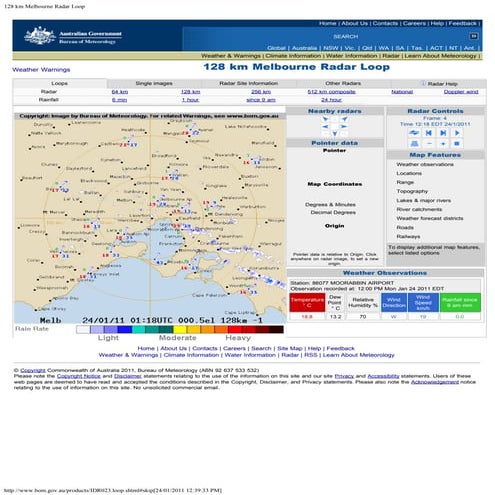 128 km melbourne radar loop showing radar lines has rain band. 24.1.11pdf