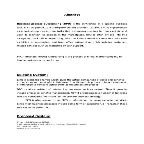 Business Process Outsourcing Abstract 2017