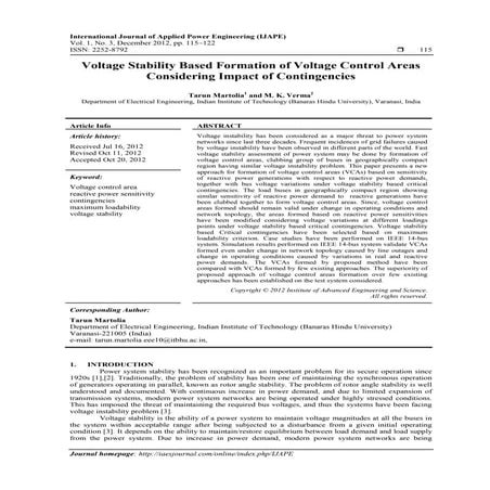 Voltage Stability Based Formation of Voltage Control Areas Considering Impact...