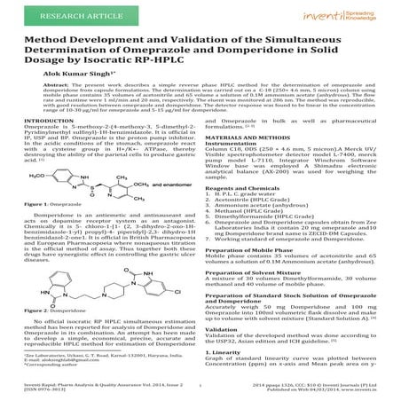 Method Development and Validation of the Simultaneous Determination of Omepra...