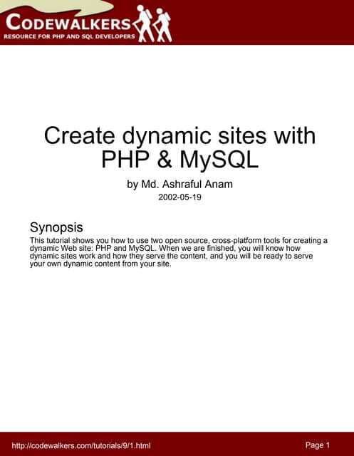 Create dynamic sites with PHP & MySQL | PDF