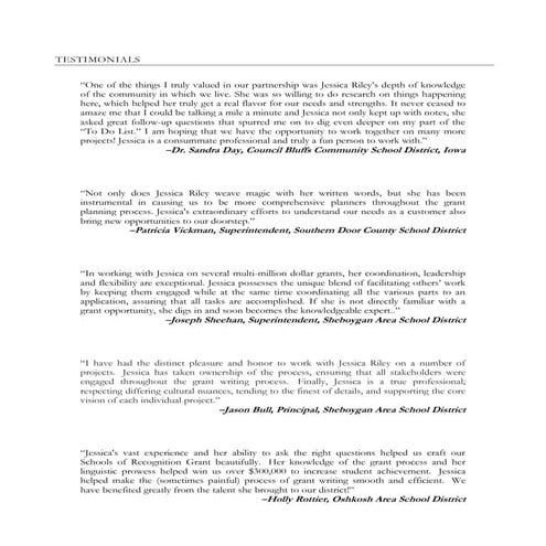 Testimonials for Jessica Riley