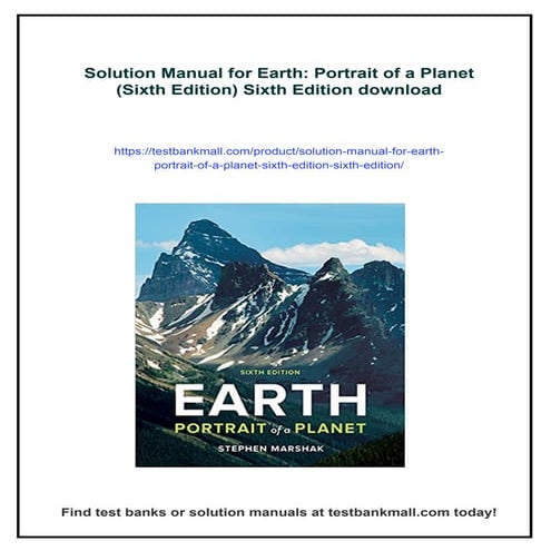 Solution Manual for Earth: Portrait of a Planet (Sixth Edition) Sixth ...