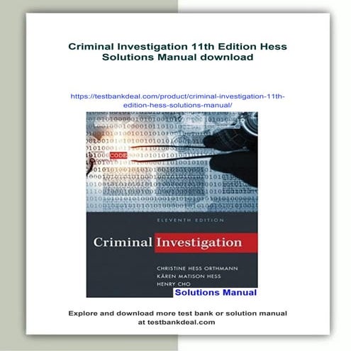 Criminal Investigation 11th Edition Hess Solutions Manual