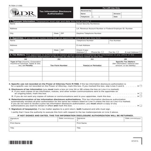 Tax Information Disclosure Authorization