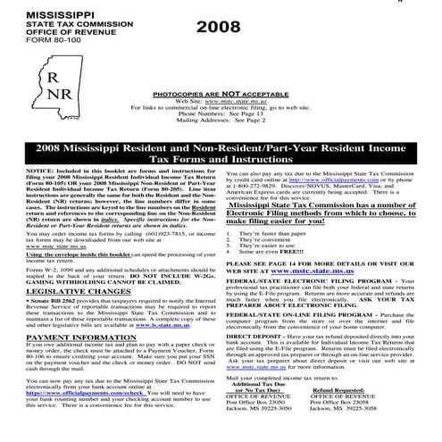Instructions for Resident And Non-Resident Individual Income Tax