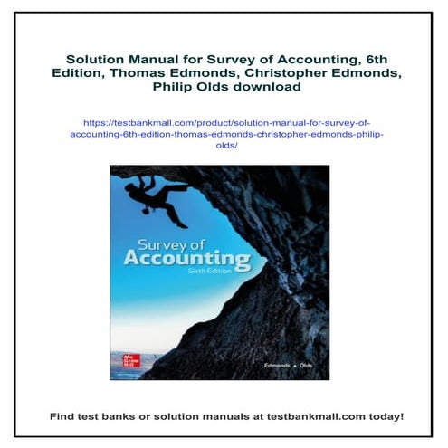Solution Manual for Survey of Accounting, 6th Edition, Thomas Edmonds, Christ...