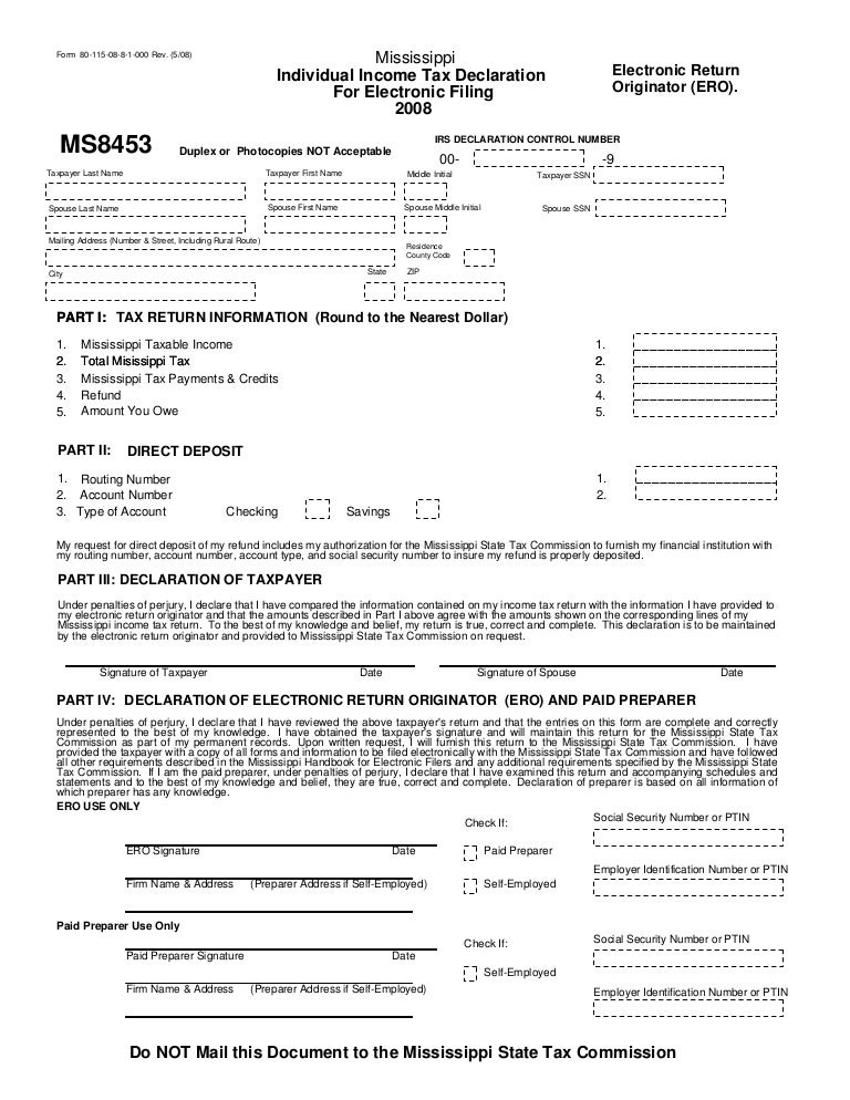 Individual Tax Declaration EFile