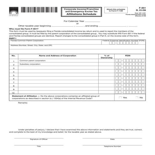  	Corporate Income/Franchise and Emergency Excise Tax Affiliations Schedule R...