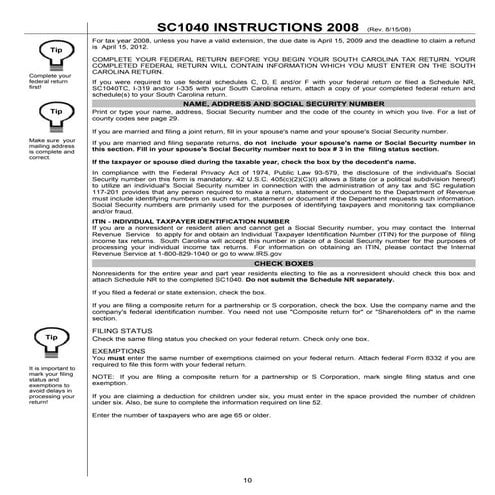 SC1040 Long Form Instructions