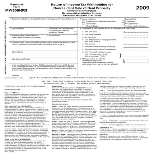 Return of Income Tax Withholding for Nonresident Sale of Real Property