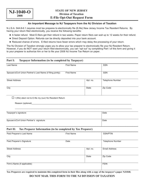 E-File Opt-Out Request Form