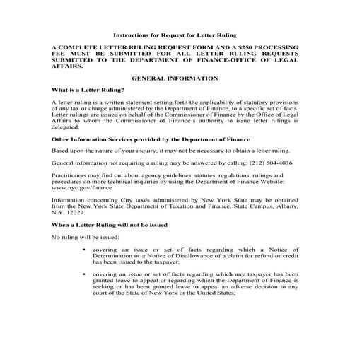 Letter Ruling Request Form