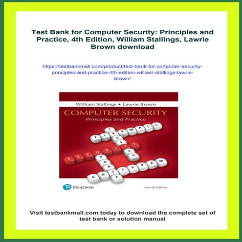 Test Bank for Computer Security: Principles and Practice, 4th Edition, Willia...