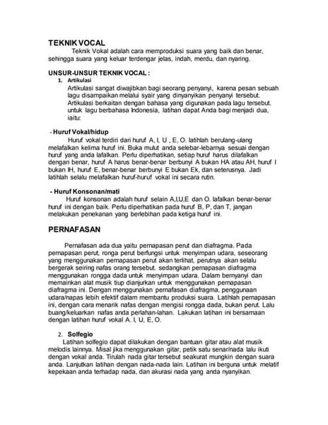 Intonasi Adalah Teknik Vokal Yang Berhubungan Dengan Ketepatan Teknik vokal dan dinamik suara