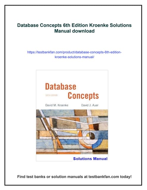 Database Concepts 6th Edition Kroenke Solutions Manual | PDF