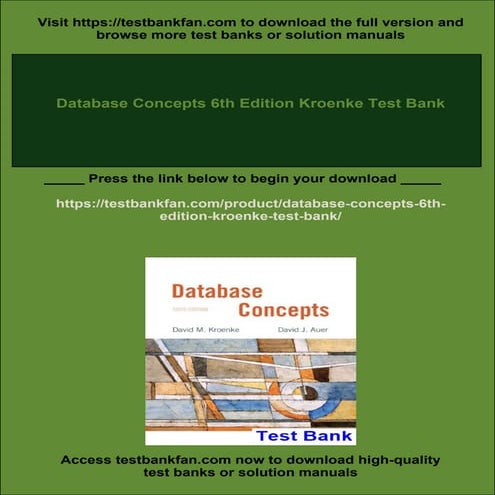 Database Concepts 6th Edition Kroenke Test Bank | PDF