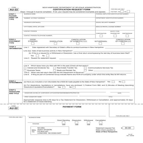  	 Certification Request Form