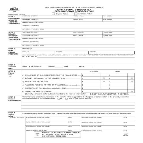  	 Real Estate Transfer Tax Declaration of Consideration