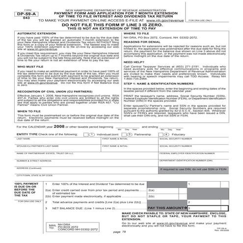 	 Payment Form and Application for Extension of time to file Interest and Di...