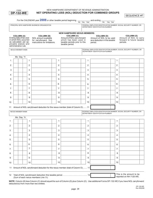 Net Operating Loss (NOL) Deduction Form | PDF