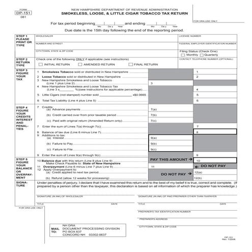Tobacco Floor Tax Inventory and Return Forms and Instructions | PDF