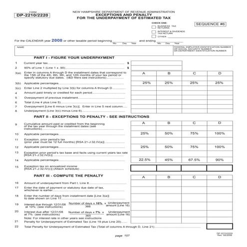Exceptions & Penalty for the Underpayment of Estimated Tax | PDF
