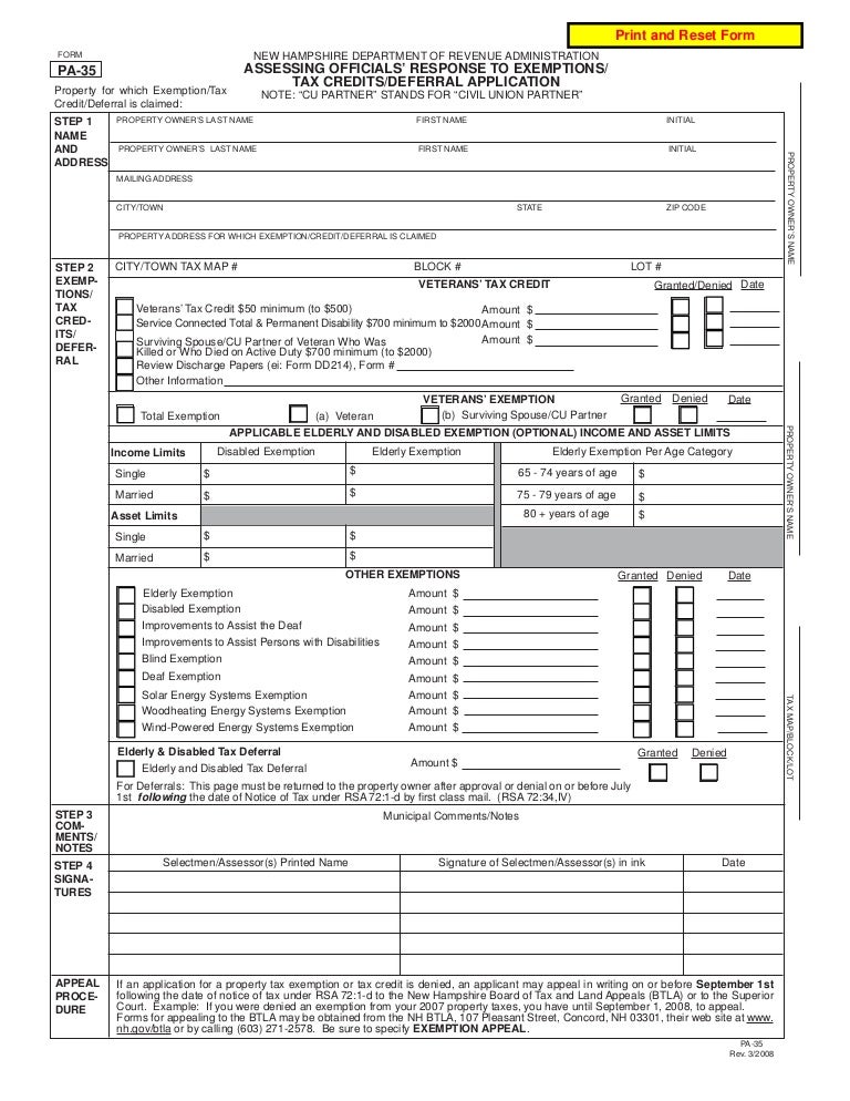 Assessing Officials Response to Exemption/Tax Credits/Deferral App…