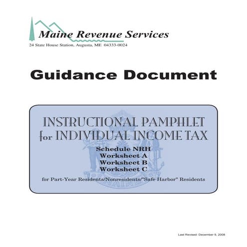 - Instructional pamphlet for Schedule NRH