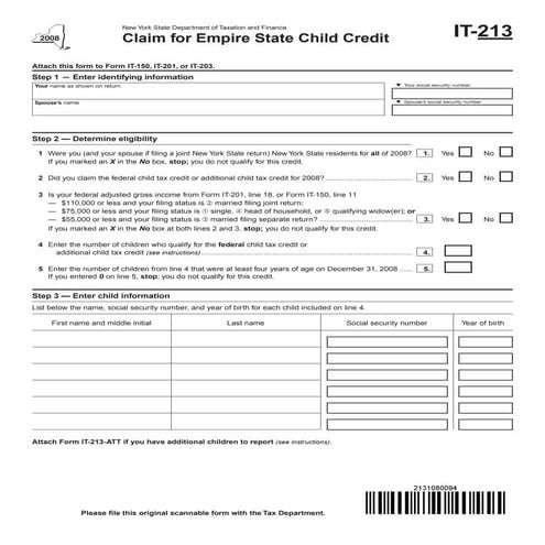 # IT-214 Claim for Real Property Tax Credit for Homeowners and Renters and in...
