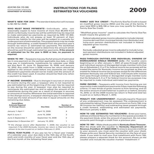 740-ES Instructions for Filing Estimated Tax Vouchers - Form 42A740-S4