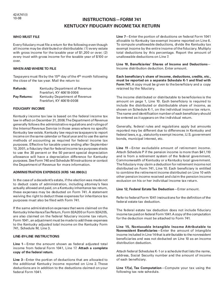 741 - Instructions - Form 42A741(I)