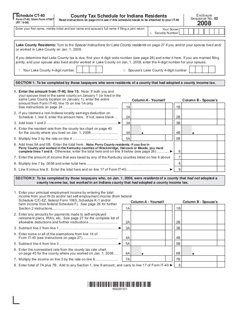 Indiana County Tax Chart