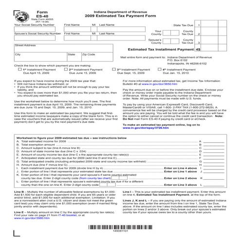 	2009 Estimated Tax Payment Voucher