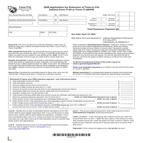 	2008 Application for Automatic Extension of Time to File