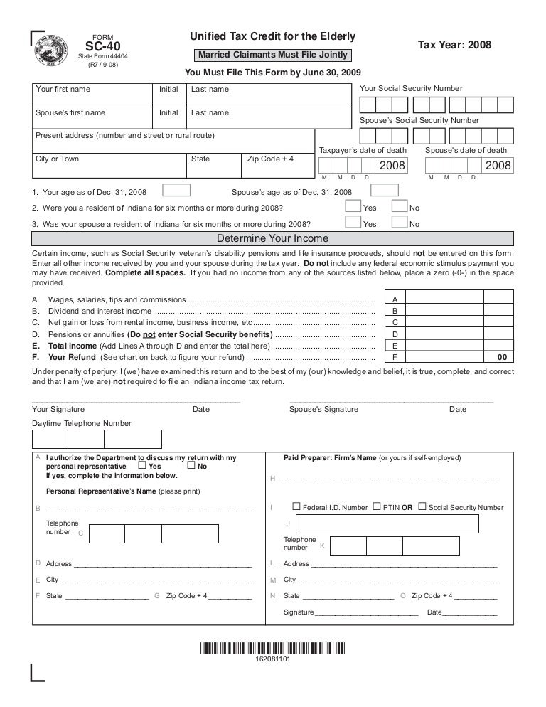 2008 Unified Tax Credit for the Elderly
