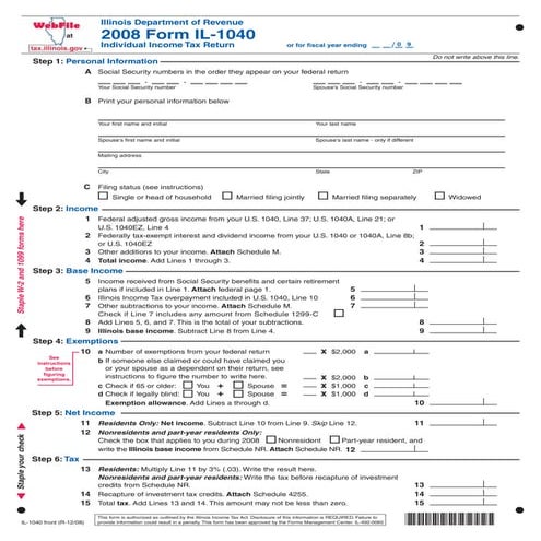  	Illinois Individual Income Tax Return
