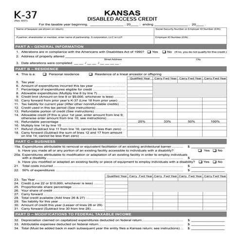 Disabled Access Credit (K-37)