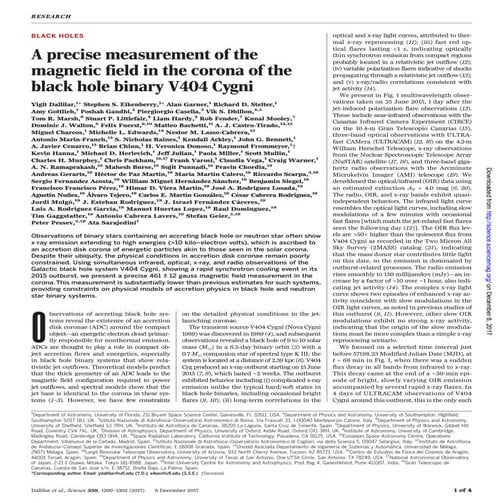 A precise measurement of the magnetic field in the corona of the black hole b...