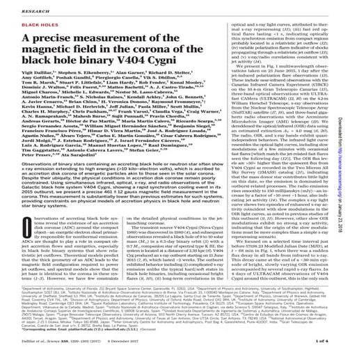 A precise measurement of the magnetic field in the corona of the black hole b...