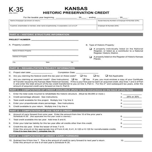Historic Preservation Credit (K-35)