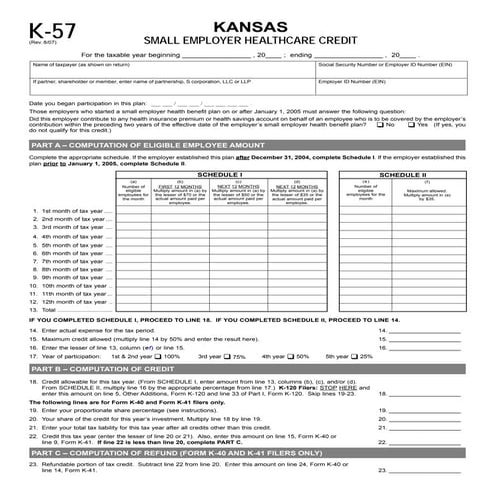 Small Employer Health Insurance Contribution Credit (K-57)