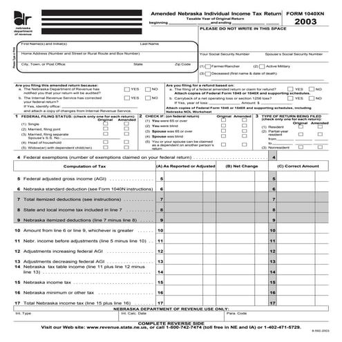 revenue.ne.gov tax current f_1040xn